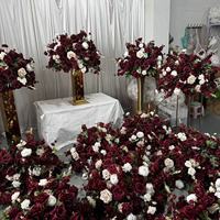 IFG Fartory Boule de fleurs artificielles en soie bordeaux de haute qualité de 70 cm pour la décoration de centre de table de mariage
