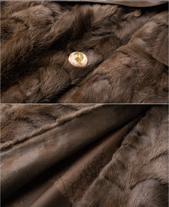 <span class=keywords><strong>Cappotto</strong></span> in Vera Pelliccia FMY con Collo in <span class=keywords><strong>Visone</strong></span> Patchwork per <span class=keywords><strong>Donna</strong></span> Invernale Ispessito Lunghezza Media <span class=keywords><strong>Cappotto</strong></span> Nobile 67889 - Product Image 5