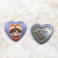 Broche personnalisée en fer blanc en forme de cœur Vigreat, ornement de collection personnalisé, design animal tendance pour les fans