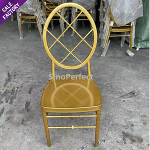 Sillas de Metal Doradas de Lujo para Eventos y Bodas al Aire Libre, con Respaldo Redondo y Hueco, para Alquiler - Product Image 1