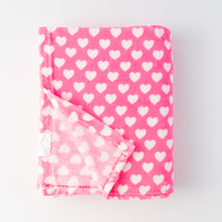 PEM Hersteller Liefert Individuell Bedruckte Herz-Flanell-Fleece-Decke Rosa Weiche Plüsch-Bettdecke für Feiertagsgeschenke