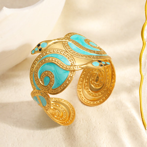 Brazalete con Diseño de Serpiente, Chapado en Oro de 18k, Joyería de Moda para Mujer, Accesorio de Playa - Product Image 3