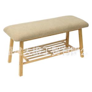Fjdc Custom Wide Bamboo Shoe Changing Stool With <b>Storage</b> Soft Padded <b>Cushion</b> Multifunctional Entryway Bench For Home Use - Product Image 2