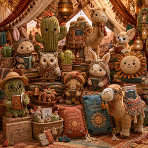 Ensemble de peluches personnalisées sur le thème de la caravane du désert, animaux en peluche chameau, <span class=keywords><strong>fennec</strong></span>, renard, hibou pour décoration bohème et cadeau de voyage - Product Image 1