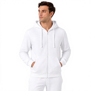 Sudadera con Capucha Blanca de Manga Larga para Hombre, 100% Algodón, Impresión Digital, Color Sólido, Corte Regular, Informal - Product Image 1