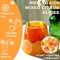 Gemengde gedroogde citrus tabletten. Bevat 4 soorten gedroogde citrusvruchten: sinaasappelschijfjes, citroenschijfjes, limoenschijfjes, grapefruitschijfjes