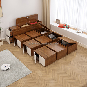 Inexpensive Max-<b>Storage</b> Tatami Bed with Lifting Table Flip-Top Compartments & Built-in Wardrobe for Apartment Bedroom Furnitures - Product Image 5