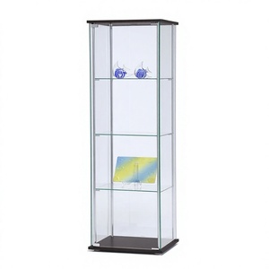 Modern Glass Curio <b>Cabinet</b> with 4 Shelves Adjustable <b>Storage</b> Display Case for Living Room Home Furniture - Product Image 1