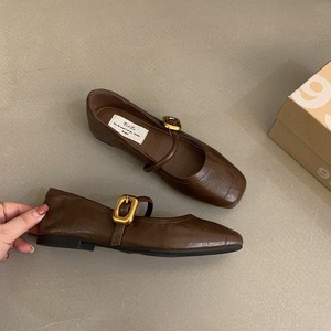Korean Retro Style One-Strap Loafers Women's Summer <strong>Silver</strong> Mary Jane <strong>Flats</strong> Small Leather Shoes French Versatile Versatile Design - Product Image 5