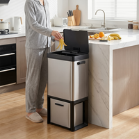 Poubelle automatique à séparation sec-humide 80L, seau à induction double couche, capteur intelligent, poubelle intelligente