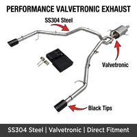 Tuyaux d'échappement en acier inoxydable pour Ford F150 XLT 3.5T 2015-2022, silencieux Valvetronic Catback, embouts noirs, montage direct