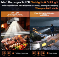Lampe LED magnétique 2-en-1 pour barbecue avec support universel réglable à 360 degrés – Lampe polyvalente pour grillades nocturnes