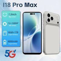 I18 Pro Max 5G LTE Double SIM Débloqué Version Globale Android 15 Écran OLED FHD 7,3 pouces 16 Go+1 To Appareil Photo 64 MP Batterie 8000 mAh Empreinte Digitale