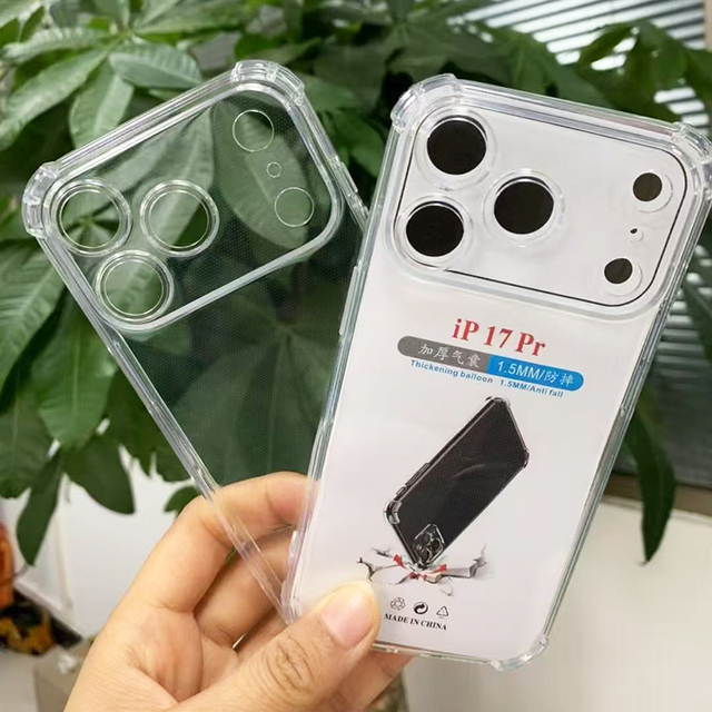 Clear TPU 4 Corners Reinforced Shockproof Phone Case for iPhone Air Transparent Anti-drop Phone Cover for iPhone 17 16 Pro Max