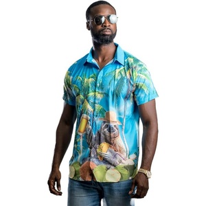 Chemises Hawaïennes pour Hommes avec Logo Personnalisé, Respirantes, Col Montant, Coupe Ample, Manches Courtes, Idéales pour les Vacances à la Plage - Product Image 5