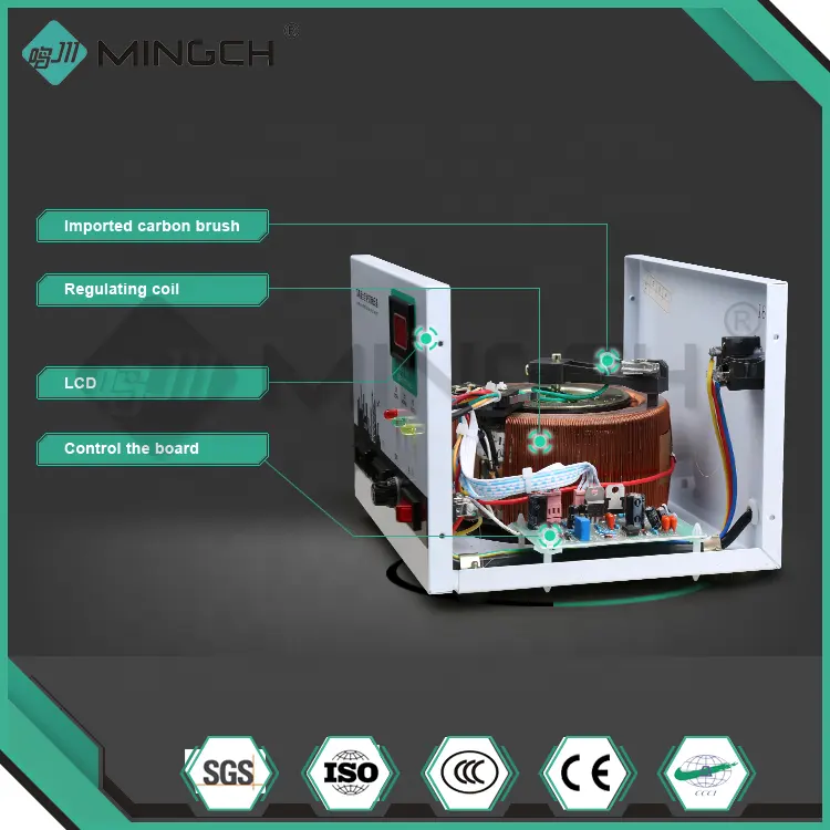 MINGCH CE موافقة مرحلة واحدة Svc-7kva 10kva 15kva 20kva Ac 15KW 220V منظم جهد كهربائي أوتوماتيكي استقرار