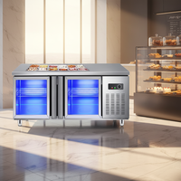 Réfrigérateur-congélateur commercial pour restaurant, table de préparation de sandwichs, vitrine réfrigérée, bar à salades avec couvercle en verre pliable
