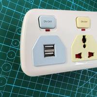 Multiprise universelle 2 prises couleur arc-en-ciel en cuivre avec 2 ports USB-A, sécurité enfant, voyant lumineux et rallonge