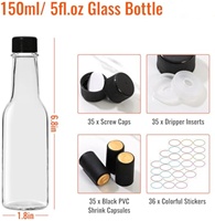 Bouteille en verre vide ronde de 5 oz pour sauce piquante, avec bouchon à vis, couleurs personnalisées, sérigraphiée, pour vinaigrette, sauce tomate, ketchup