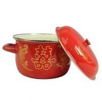 Casserole en émail métallique Luhong à double poignée, couvercle inclus, design classique, résistante à la chaleur, compatible gaz et induction, passe au four, facile à utiliser