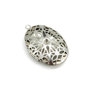 Colgante ovalado de acero inoxidable con diseño de crisantemo para hacer collares, accesorios de joyería DIY - Product Image 3