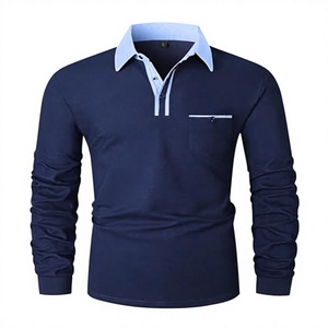 Chemises de golf pour hommes adultes, en coton tricoté respirant, à manches longues, avec poche réelle, rose - Product Image 3