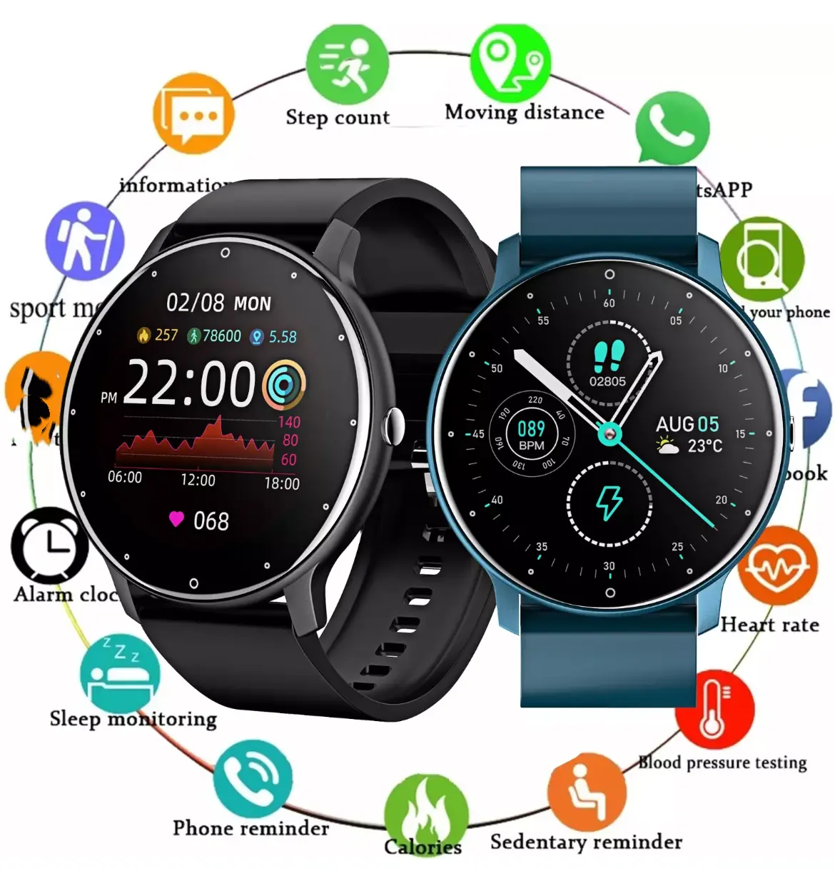 2024 baru BT jam tangan pintar TFT layar sentuh tahan air olahraga pelacak kebugaran untuk iphone sumsang jam tangan pintar