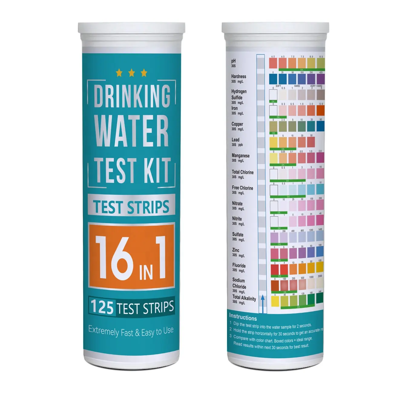 ชุดทดสอบน้ำดื่ม17 in 1แถบ100ชุดทดสอบน้ำประปาสำหรับบ้านเพื่อความแข็งแรงตะกั่วเหล็กทองแดงคลอรีน