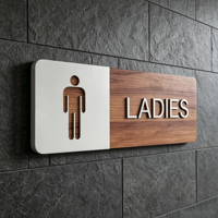 Plaque murale moderne bicolore en bois et métal, écologique, avec lettres 3D, pour toilettes, salle de bain féminine, numéro de maison, ou porte d'hôtel