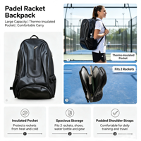 Sac de pickleball en PU pour l'extérieur, grande capacité, multi-positions, durable, personnalisable, sac à dos pour raquettes de padel avec compartiment à chaussures – Offre Spéciale