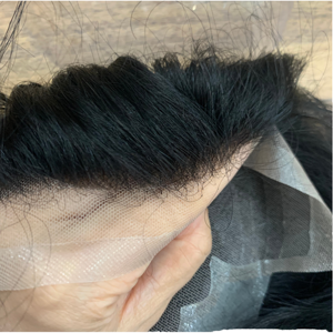 Prothèse capillaire pour hommes en cheveux indiens Remy, densité 130%, avec dentelle transparente, système capillaire court noir naturel pour hommes DQ 6X8 1B - Product Image 1