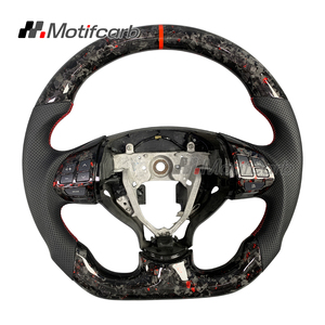 Volante personalizado de fibra de carbono forjado en rojo con empuñaduras perforadas en negro para Mitsubishi Lancer EX Sportback SE 2008-2016. - Product Image 1