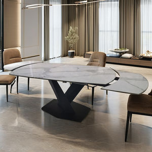 Plateau en céramique de qualité supérieure en acier au carbone pieds noirs base en or <span class=keywords><strong>table</strong></span> à <span class=keywords><strong>rallonge</strong></span> rotative <span class=keywords><strong>ronde</strong></span> pour 8 places tables de maison modernes - Product Image 3