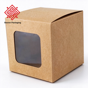 Foldable Kraft Paper <b>Box</b> With <b>Clear</b> PVC Window, Matte Black White Cardboard Window <b>Box</b> For Cake Candle <b>Gift</b> Cosmetic Packaging - Product Image 3