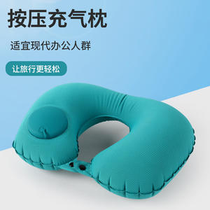 Almohada de Viaje en Forma de U con Tela de Malla 28x26x14cm, Se Infla Mediante Presión, Soporte para el Cuello para Uso en Avión - Product Image 5