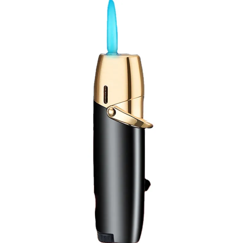 Mini isqueiro inflável de cigarro personalizado, isqueiro inflável de chama azul com gás, à prova de vento, tamanho DB-1187