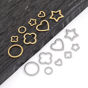 Cornice Cava in Acciaio Inossidabile con Micro Pavé a Stella, Cuore e Rotonda <span class=keywords><strong>per</strong></span> Componenti Fai-da-te <span class=keywords><strong>per</strong></span> Creazione Gioielli con Fiori Pressati - Product Image 1