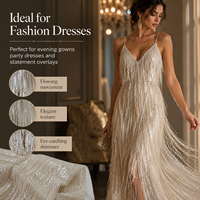 LH Wholesale Tissu en polyester 100% brodé à pampilles, dentelle à sequins et broderie en maille pour robes de mariée, chaussures, personnalisation OEM
