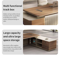 Meubles de bureau modulaires de luxe, bureau de direction écologique en forme de L, en noyer, avec armoire de rangement