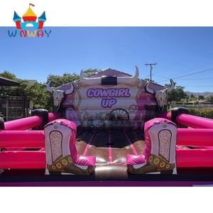 Riding Rodeo Cowgirl rose mécanique Bull Western Jumping Castle avec des crânes et des <span class=keywords><strong>bottes</strong></span> <span class=keywords><strong>de</strong></span> cow-boy, PVC durable pour les fêtes d'enfants - Product Image 2
