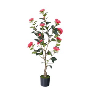 Arbre artificiel de camélia Dream Castle, plante en pot en soie, décoration de sol pour salon, personnalisable - Product Image 5