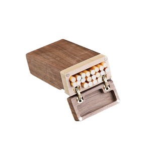 Woody Scent Black Walnut Wood Cigarette Case Rectangular Flip Top Handmade Solid Wood Storage Box - Product Image 5