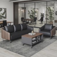 Bureau de luxe haut de gamme canapé modulaire en cuir patron réception d'affaires canapé moderne ensemble de table basse