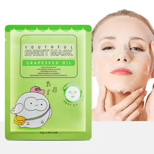 Halal cosmetico sbiancante maschera viso idratante anti invecchiamento olio di semi d'uva e olio di fiori di passione foglio maschera viso 25g