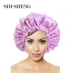 Shi Sheng Reversible satin nắp ca-pô tóc Mũ hai lớp điều chỉnh giấc ngủ đêm cap Head Cover hat cho xoăn mùa xuân tạo kiểu tóc