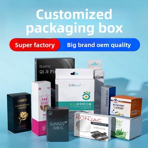 Caja de regalo personalizable para crema facial, embalaje de loción de agua con pegatina de impresión colorida, caja de gancho de papel para ventana - Product Image 4