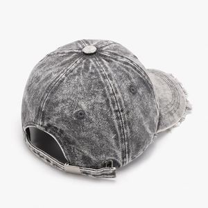 Casquette de baseball unisexe en denim à 6 panneaux, style vintage, avec revêtement lavable, respirante, motif brodé courant, pour l'extérieur, visière incurvée - Product Image 4