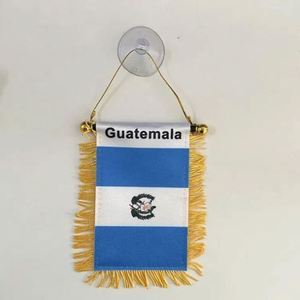 Custom Window Decoration Hanging Satin Laminated Double Printed Logo Countries Fringed Mini Car Rearview Mirror <b>Flags</b> - Product Image 4