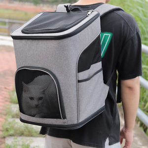 Pet <b>Backpack</b> For <b>Cats</b> And Dogs Breathable Oxford Fabric Gray Green Color 40000 Capacity Portable Pet Carrier With Round Opening - Product Image 1