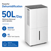 Déshumidificateur d'air 50L avec écran LED, technologie de compresseur pour grandes pièces, sous-sols domestiques, contrôle de l'humidité réglable, contrôlable par application